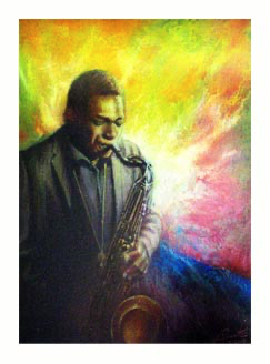 This small image of the John Coltrane pastel painting links to the main page that contains details about and a link to buy a giclée of this painting.